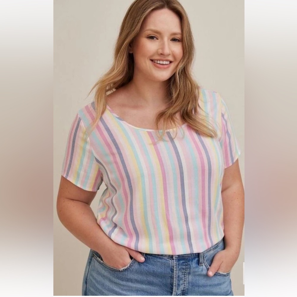Torrid NWT 3x Abbey Stripe Rayon Slub Top